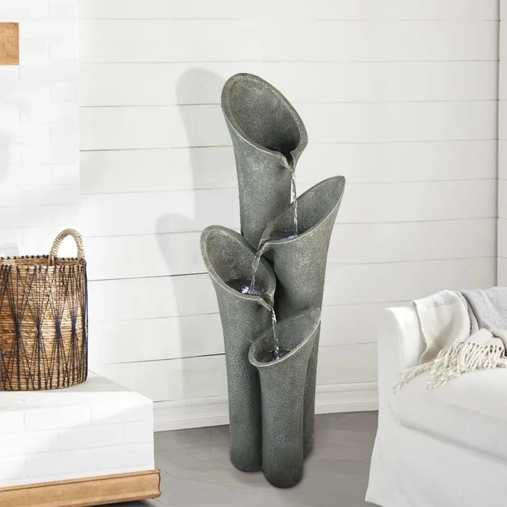 a fountain - 7 tier outdoor fountain LED lights