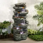 40.5” Rocks Outdoor Water Fountain - 6-Tiers Cascading Waterfall
