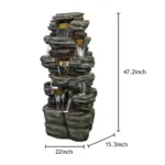 47.2"H Stacked Shale Garden Outdoor Fountain with LED Light