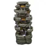 47.2"H Stacked Shale Garden Outdoor Fountain with LED Light