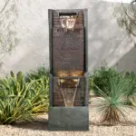 39.3"H-Modern Garden Outdoor Fountain with LED Lights