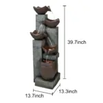 39.7”H 5-Tiered Garden Outdoor Fountain with Warm LED Lights