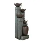 39.7”H 5-Tiered Garden Outdoor Fountain with Warm LED Lights