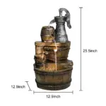 25.5''H 3-Tiered Retro Barrel Outdoor Fountain with LED Lights