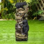 39.3"H-Two Bears Playing Garden Outdoor Fountain with LED Lights