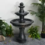 3-Tiered Outdoor Antique Black Garden Fountain-45.2"H