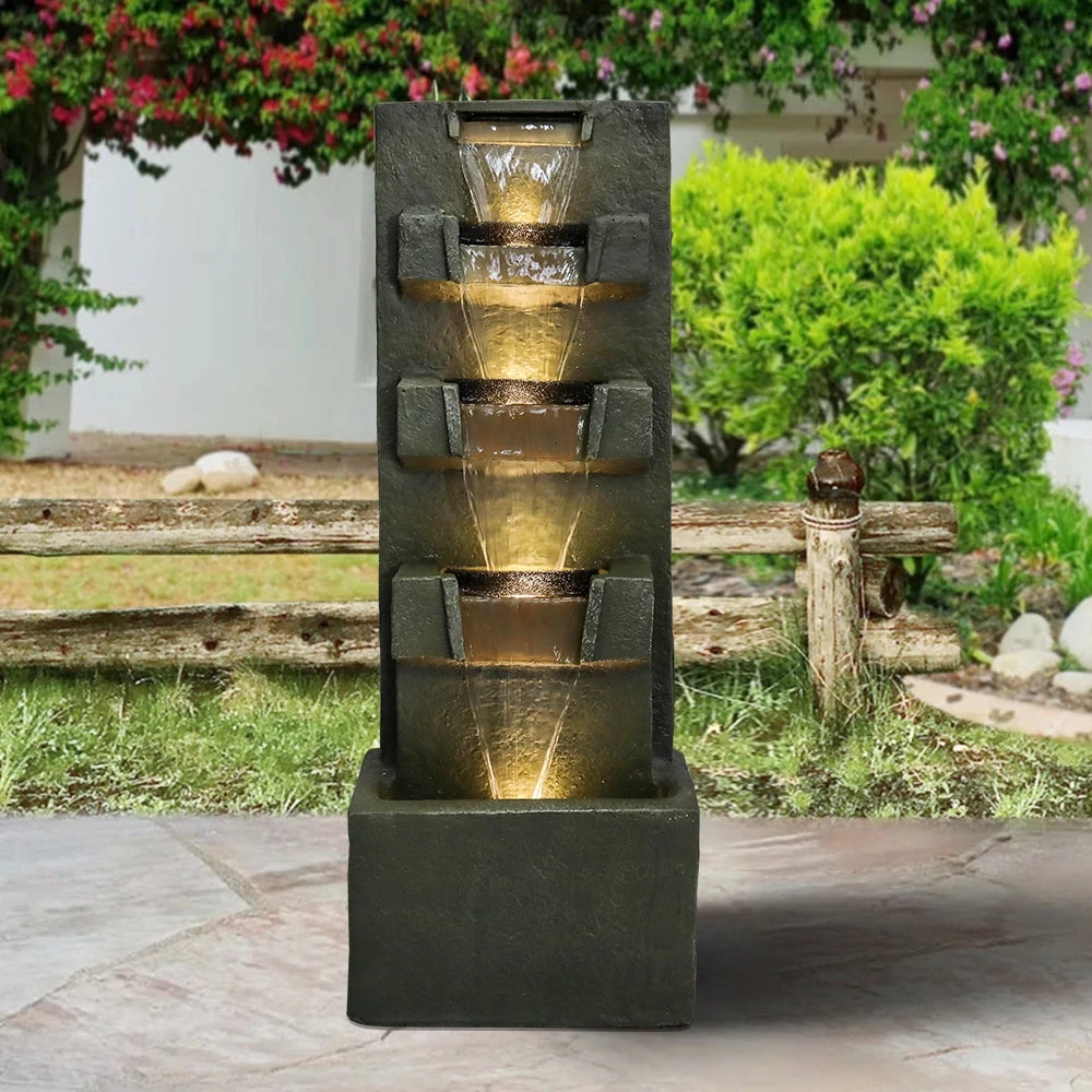 product_image_1765395127 39.3”H-Concrete Modern Water Fountain 5-Tiers