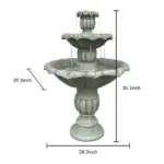 39.3" Fiber Concrete Lotus Leaf Fountain 3-Tier Outdoor Bird Bath