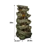 47.2" High Cascading Rock Outdoor Water Fountain with LED Lights