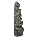 79" High Multi-Tiers Cascading Rock Outdoor Water Fountain with LED Lights
