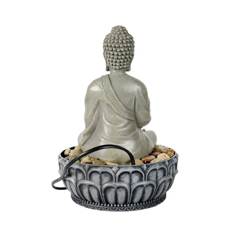 Resin Buddha Tabletop Indoor Fountain with LED Light-11.4"H