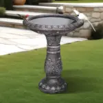 24.4"H-Fibre Reinforced Concrete Garden Birdbaths with Pedestal