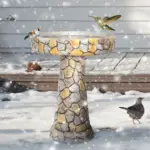 24" H Mosaic Stone Design Outdoor Bird Bath - 18.8" Diameter Perfect for Enhancing Your Garden, Patio, Backyard, or Porch