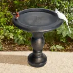 22" Fiber Concrete Antique Pedestal Birdbath | Outdoor Faux Stone