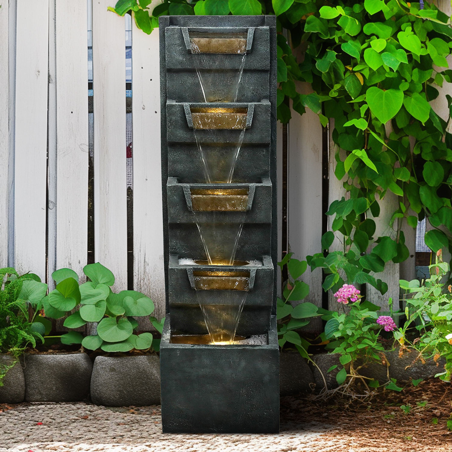 water fountain rock 79 inch grand tiered