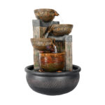 Indoor Tabletop 5-Tiered Resin Fountain with LED Lights - Antique Style for Any Room Decor-15.7"H - Image 2