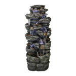 47.2"H 9-Tiered  Rock Outdoor Fountain with LED Lights - Image 2