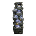 51" High Multi-Tier Cascading Rock Outdoor Water Fountain with LED Lights - Image 3