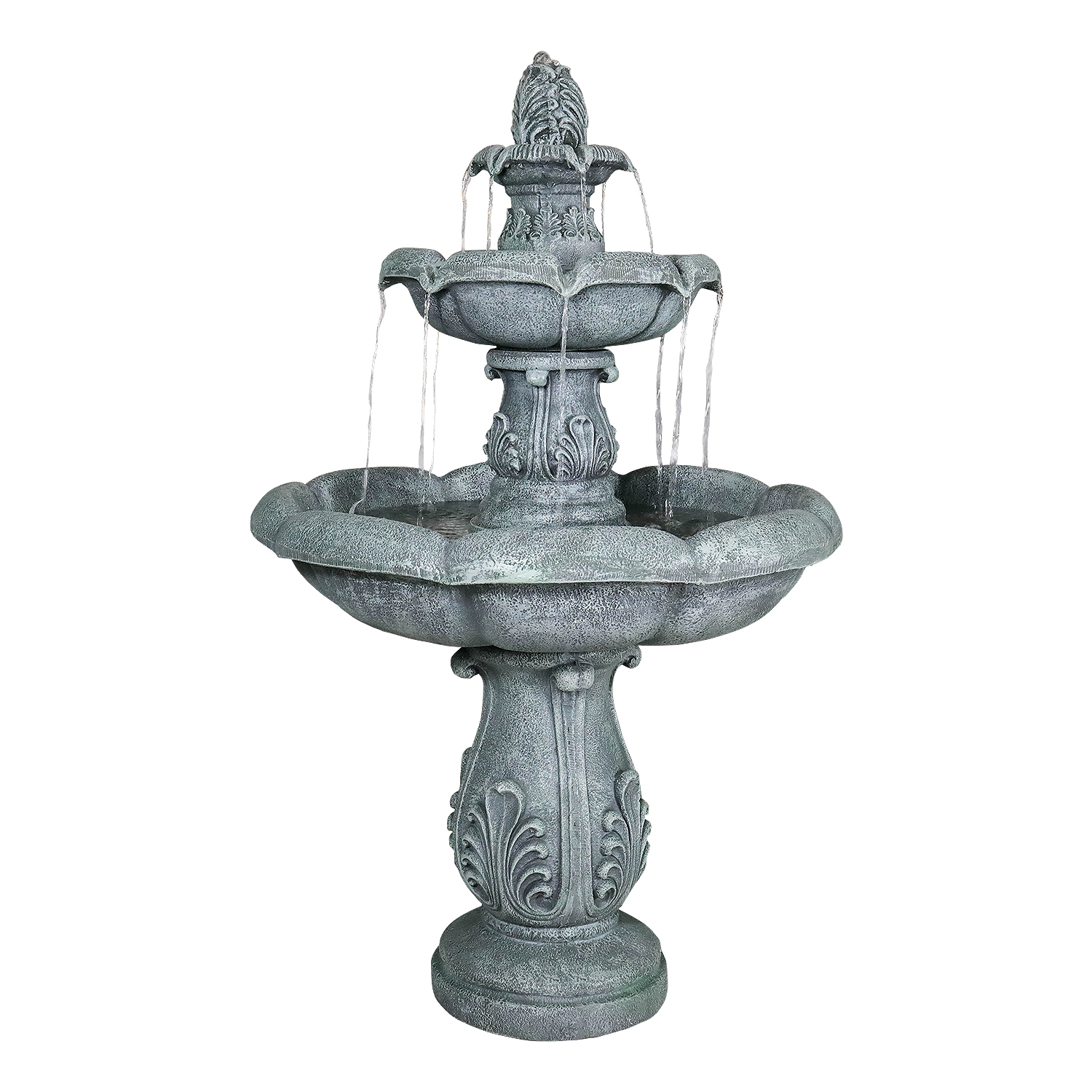 backyard water falls fountain installation before after