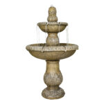 47.2" Italian 2-Tier Floor Standing Fountain with Budding Lotus Top - Image 2
