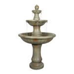 51.5" High 3-Tier Modern Round Concrete Outdoor Water Fountain – Large Stone-Look Waterfall - Image 2