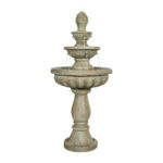 42.5" H Traditional Outdoor Water Fountain with Pineapple Finial – Classic 3-Tier Stone Finish Garden Waterfall - Image 2