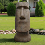 35.6" H Moai-Inspired Easter Island Head Sculpture – Iconic Outdoor Garden & Indoor Decor Statue