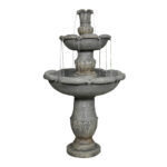 48.4" Classical 2-Tier Flowerpot Shape Concrete Fountain – Rustic Outdoor Waterfall - Image 2