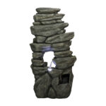 60"H 7-Tier Cascading Rock Outdoor Water Fountain with LED Lights - Garden Patio Decor - Image 3
