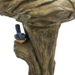 25.5" Rustic Wood-Look Concrete Bird Bath with Faux Bird & Flower - Outdoor Garden Decor - Image 6