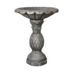 24.8" Gray Concrete Bird Bath with Pineapple Base - Outdoor Yard Garden Decor - Image 3