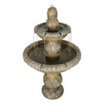 47.2" Italian 2-Tier Floor Standing Fountain with Budding Lotus Top - Image 3