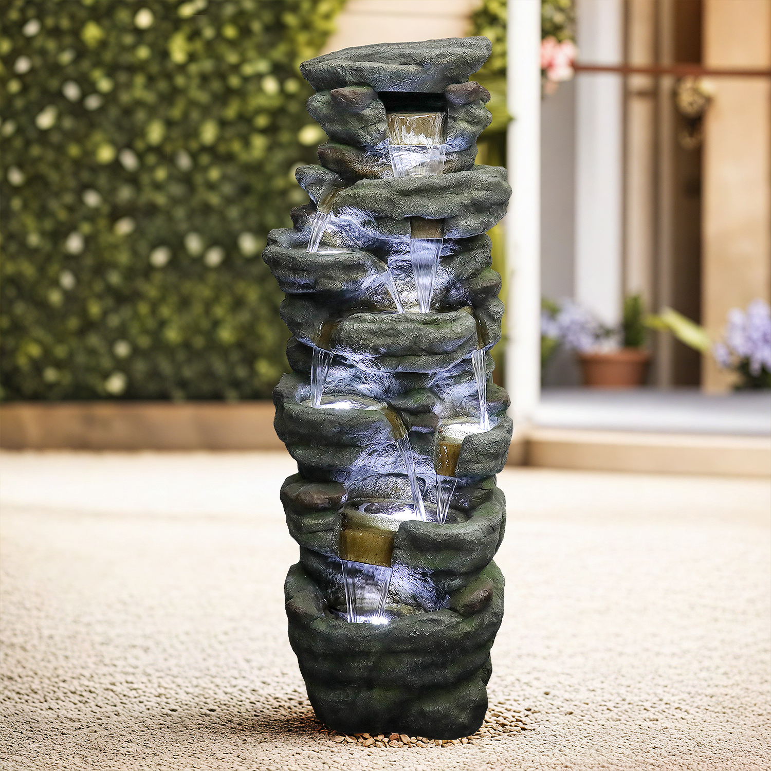 water fountain rock 51 inch multi-tier