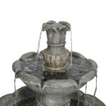 48.4" Classical 2-Tier Flowerpot Shape Concrete Fountain – Rustic Outdoor Waterfall - Image 4