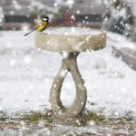 21.8"H Modern Fiber Reinforced Concrete Bird Bath - Weather Resistant Outdoor Garden Patio Decor - Image 2