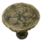 25.5" Rustic Wood-Look Concrete Bird Bath with Faux Bird & Flower - Outdoor Garden Decor - Image 5