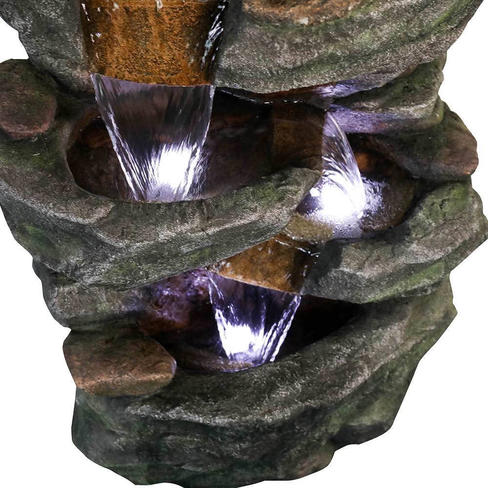 modern patio water feature with LED lights