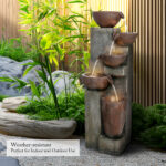 5-Tier Cascading Floor Fountain (40") | Indoor/Outdoor Water Feature with LED Lights - Image 3