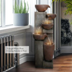5-Tier Cascading Floor Fountain (40") | Indoor/Outdoor Water Feature with LED Lights - Image 2