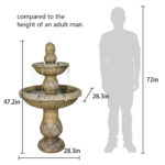 47.2" Italian 2-Tier Floor Standing Fountain with Budding Lotus Top - Image 7