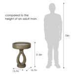 21.8"H Modern Fiber Reinforced Concrete Bird Bath - Weather Resistant Outdoor Garden Patio Decor - Image 7