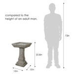 22.8" Modern Concrete Pedestal Birdbath – Fiber Reinforced Outdoor Bird Feeder & Bath - Image 7