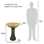 24.4" Sunflower Shaped Garden Birdbath – Decorative Fiber Reinforced Concrete Water Feature - Image 6