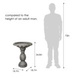 24.8" Gray Concrete Bird Bath with Pineapple Base - Outdoor Yard Garden Decor - Image 8