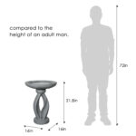 21.8" Modern Concrete Bird Bath Round 16" Dia - Outdoor Patio Garden Sculpture - Image 6