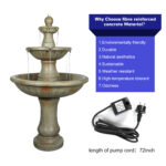 51.5" High 3-Tier Modern Round Concrete Outdoor Water Fountain – Large Stone-Look Waterfall - Image 7