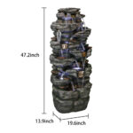 47.2"H 9-Tiered  Rock Outdoor Fountain with LED Lights - Image 6