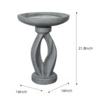21.8" Modern Concrete Bird Bath Round 16" Dia - Outdoor Patio Garden Sculpture - Image 3