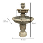 48" H 3-Tier Fiber Reinforced Concrete Outdoor Fountain with Submersible Pump - Garden Patio Yard Decor - Image 3
