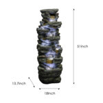 51" High Multi-Tier Cascading Rock Outdoor Water Fountain with LED Lights - Image 5